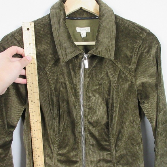 Anthropologie Pilcro Corduroy Dress 6 Green Cotton Zip-up Casual Career Boho 538 - Picture 11 of 13